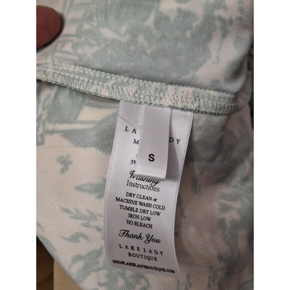 Lake Lady Graphic Print Circle Skirt Sz Small Pocket Oriental Derby Formal Party - Picture 10 of 13